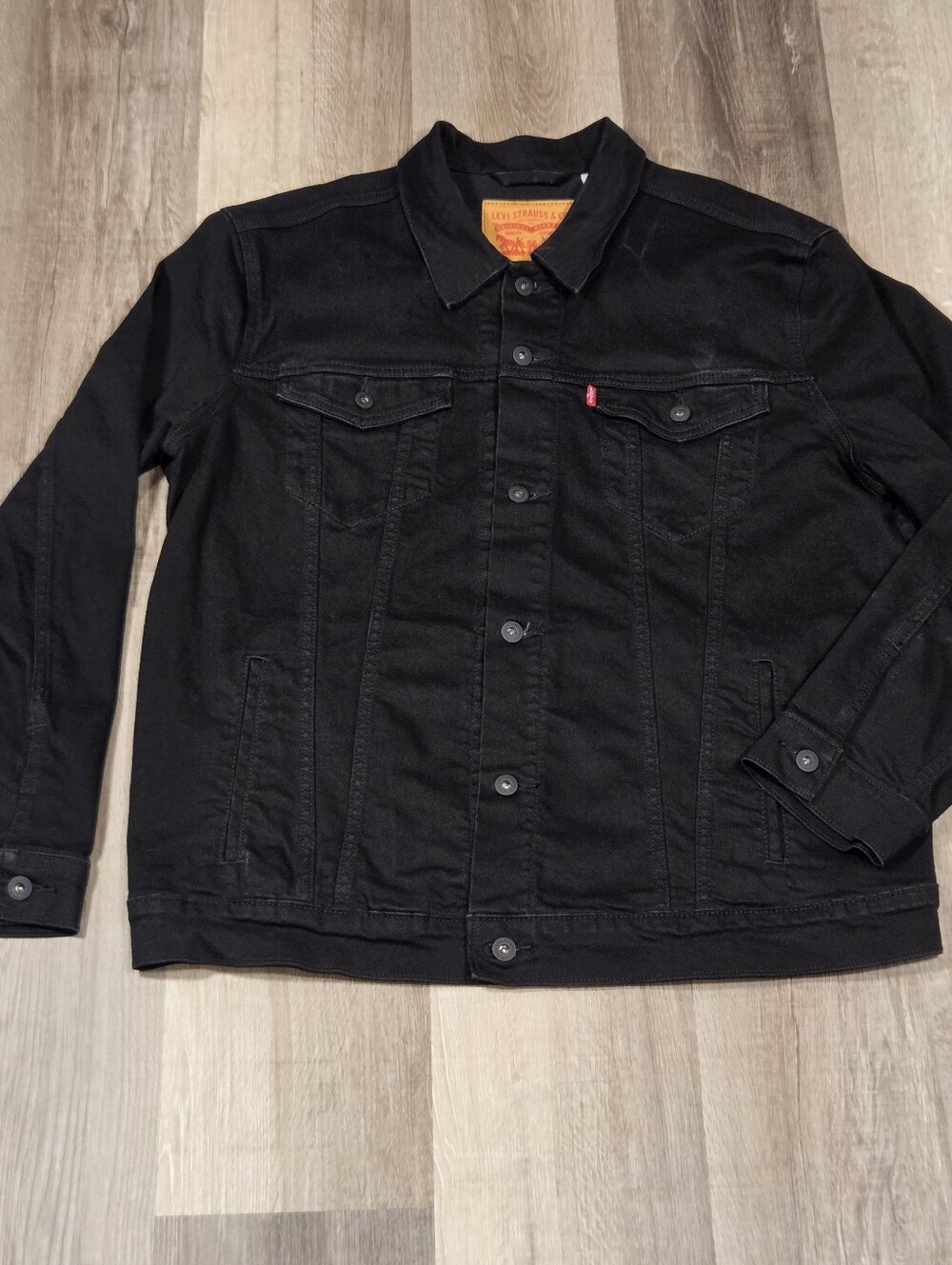 Black Levi's denim Trucker jacket classic buttoned chest pockets XXL